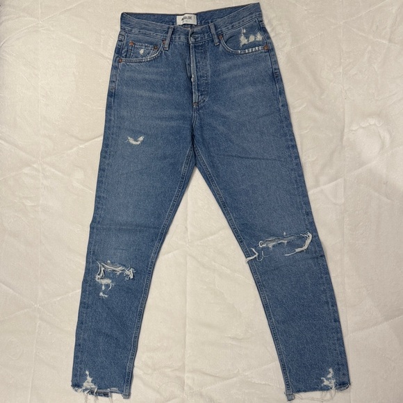 Agile Jamie Medium Wash Distressed High-Rise Classic Raw Hem Jeans - size 25 - Picture 1 of 3